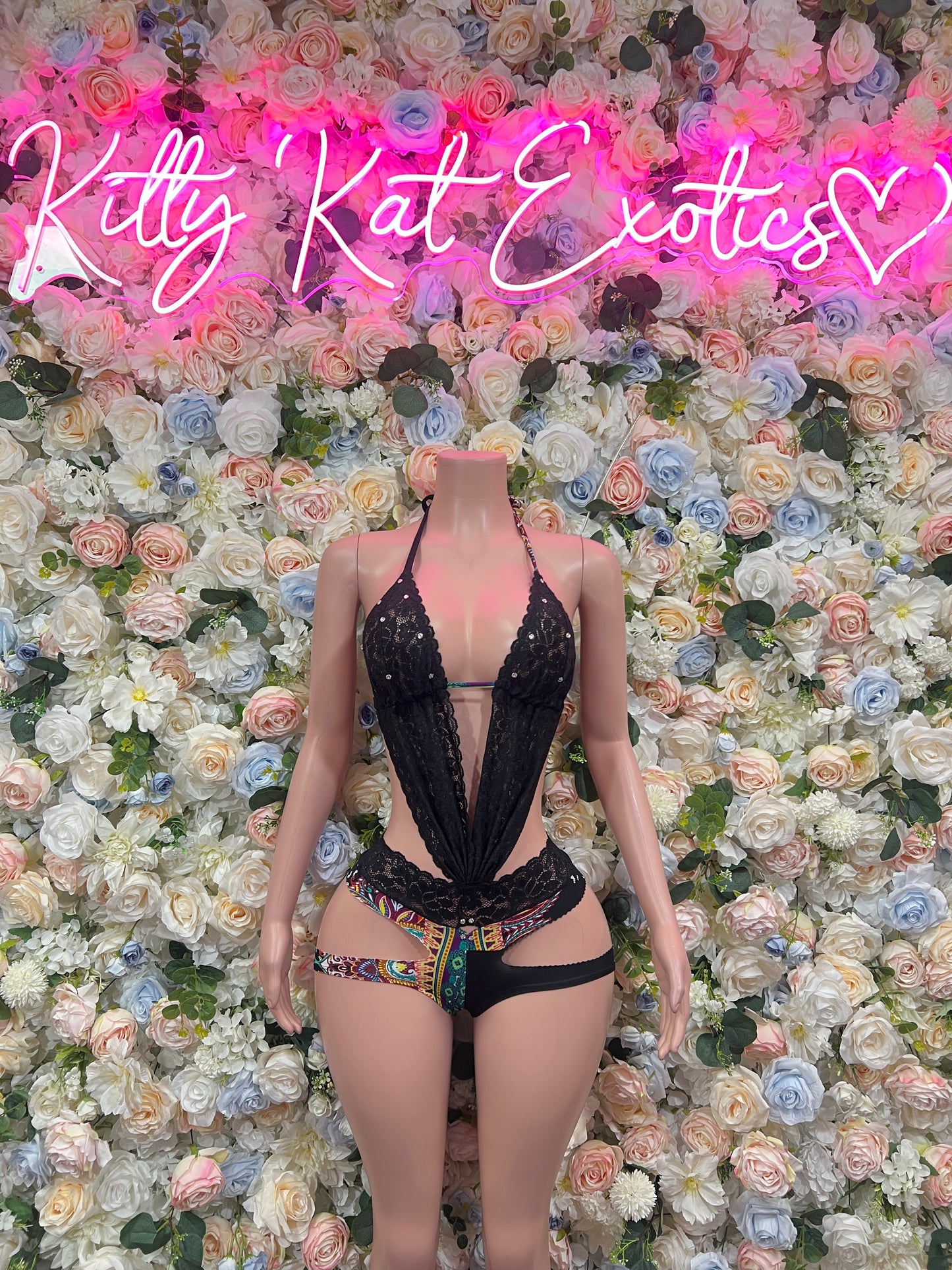 One Piece Bodysuit Black Lace Festival  Rave-wear Exotic Dancewear for Performers, Raves, & Festival Clothing