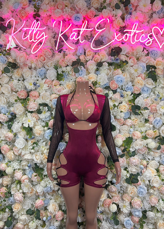 Bartender Outfits Burgundy Bodysuit Exotic Dancewear