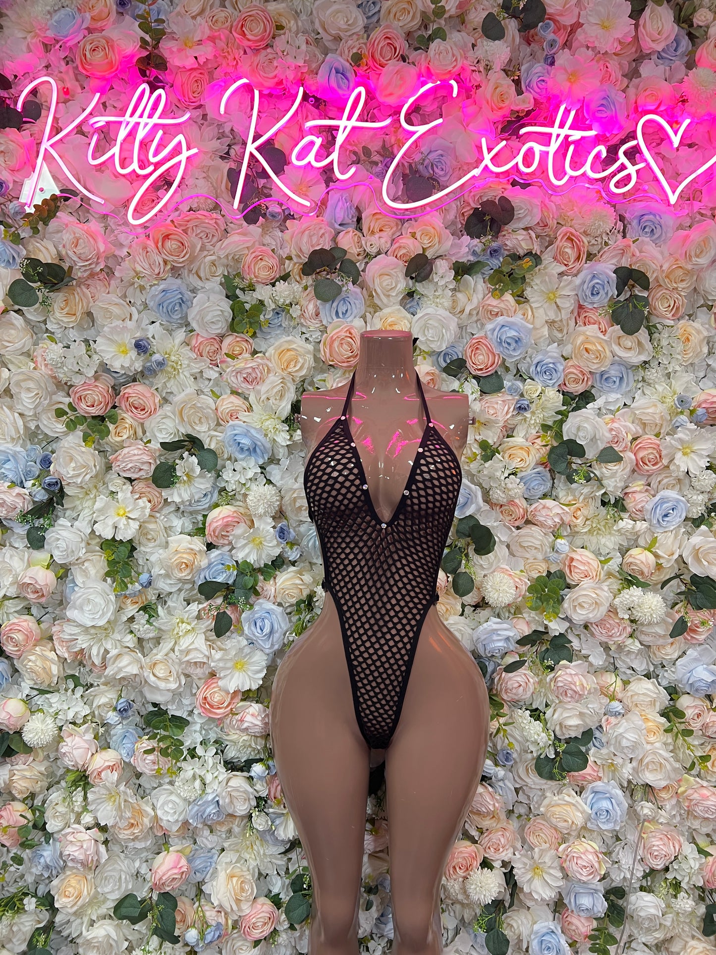 Black Fishnet Bottlegirl Bodysuit - Women’s Exotic Dancewear, Bartender Costume & Rave Clubwear