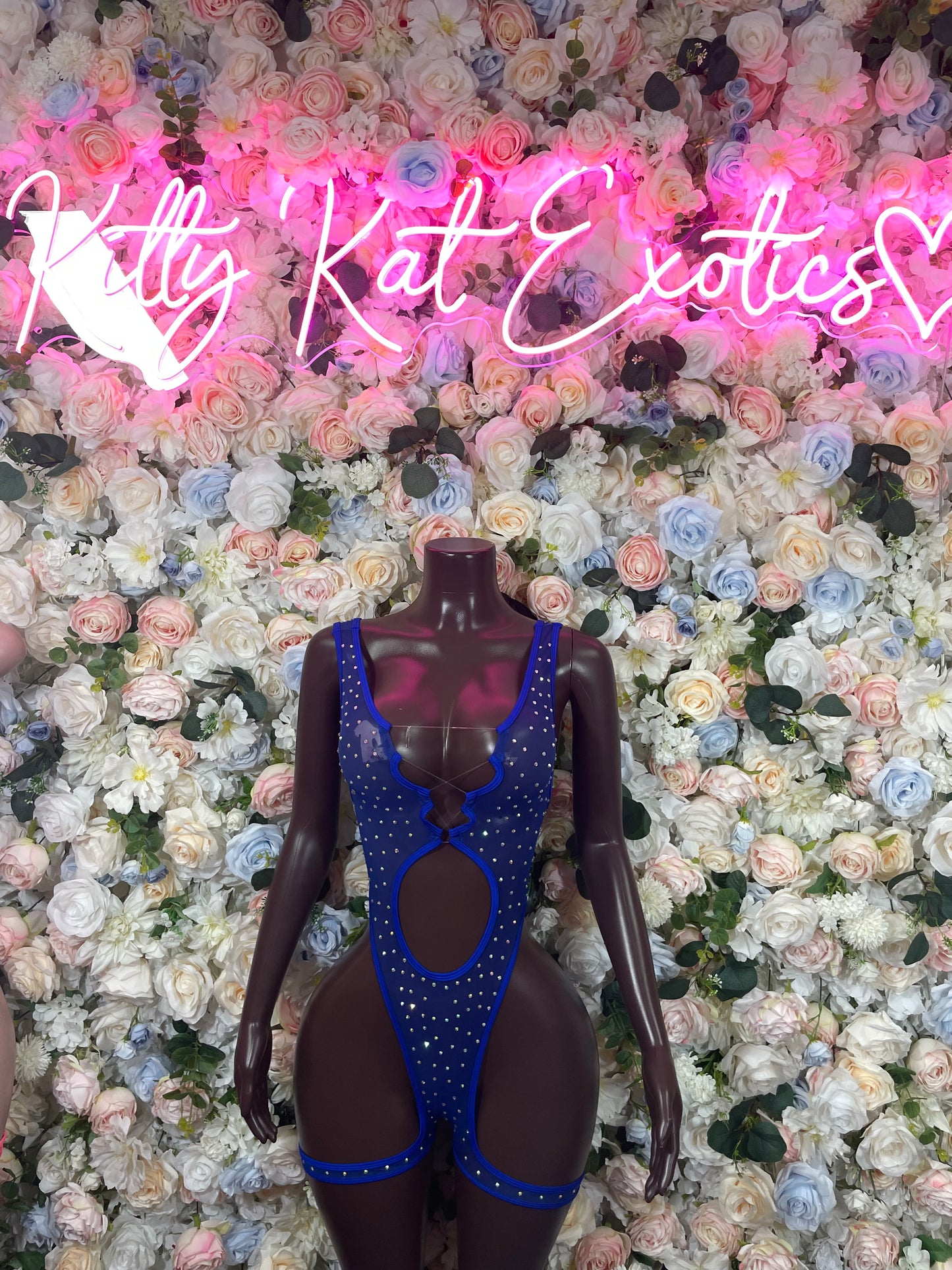 Rhinestone Bodysuit Blue  Exotic Dancewear