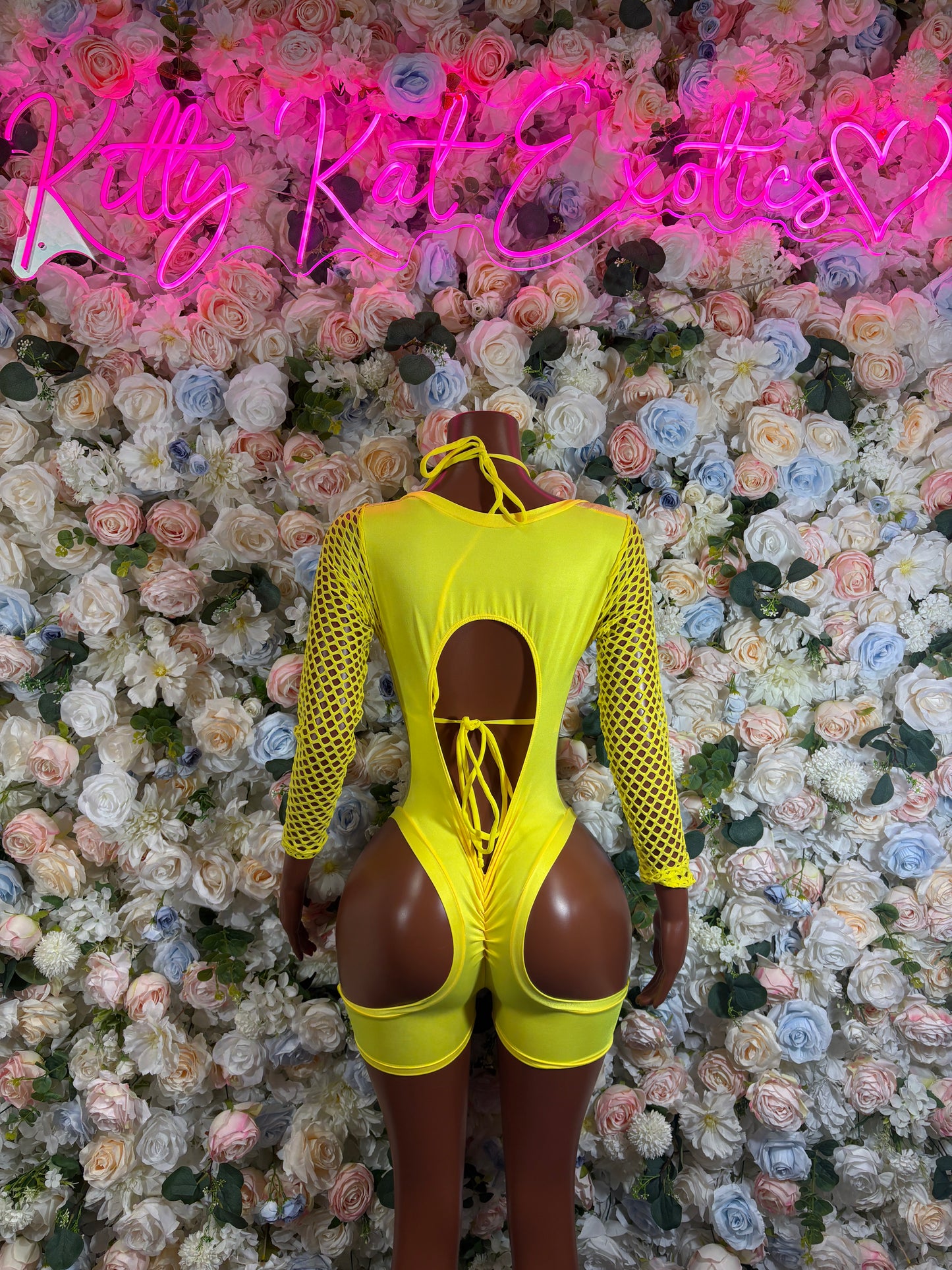 Bottlegirl Metallic Yellow Bodysuit: Rave Outfit, Festival Clothing