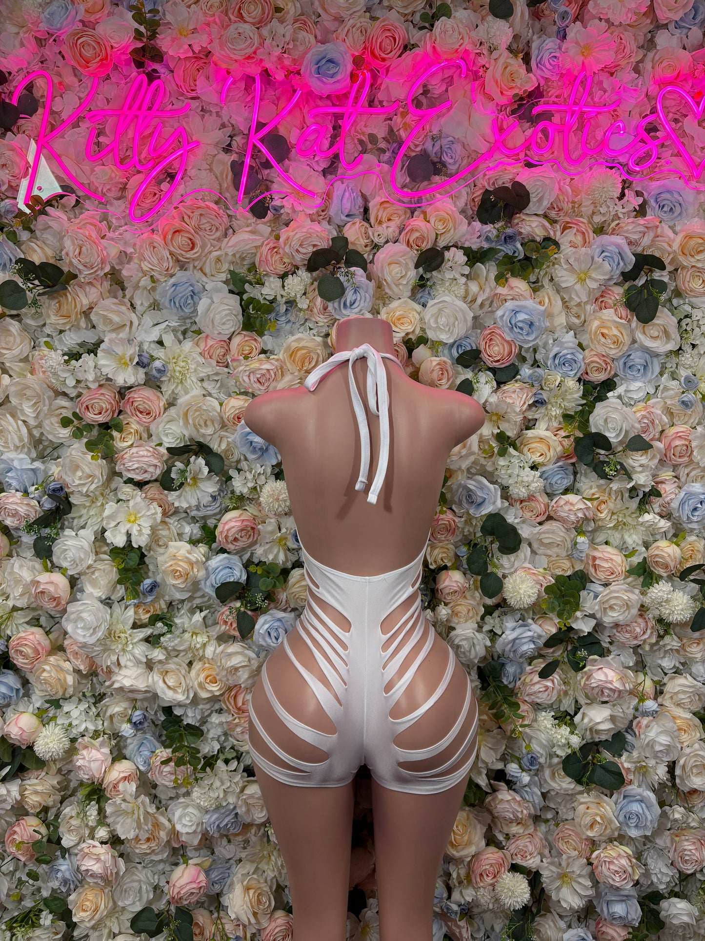White Bodysuit  Festival - Rave Outfit, Exotic Dancewear, Summer Performer Costume