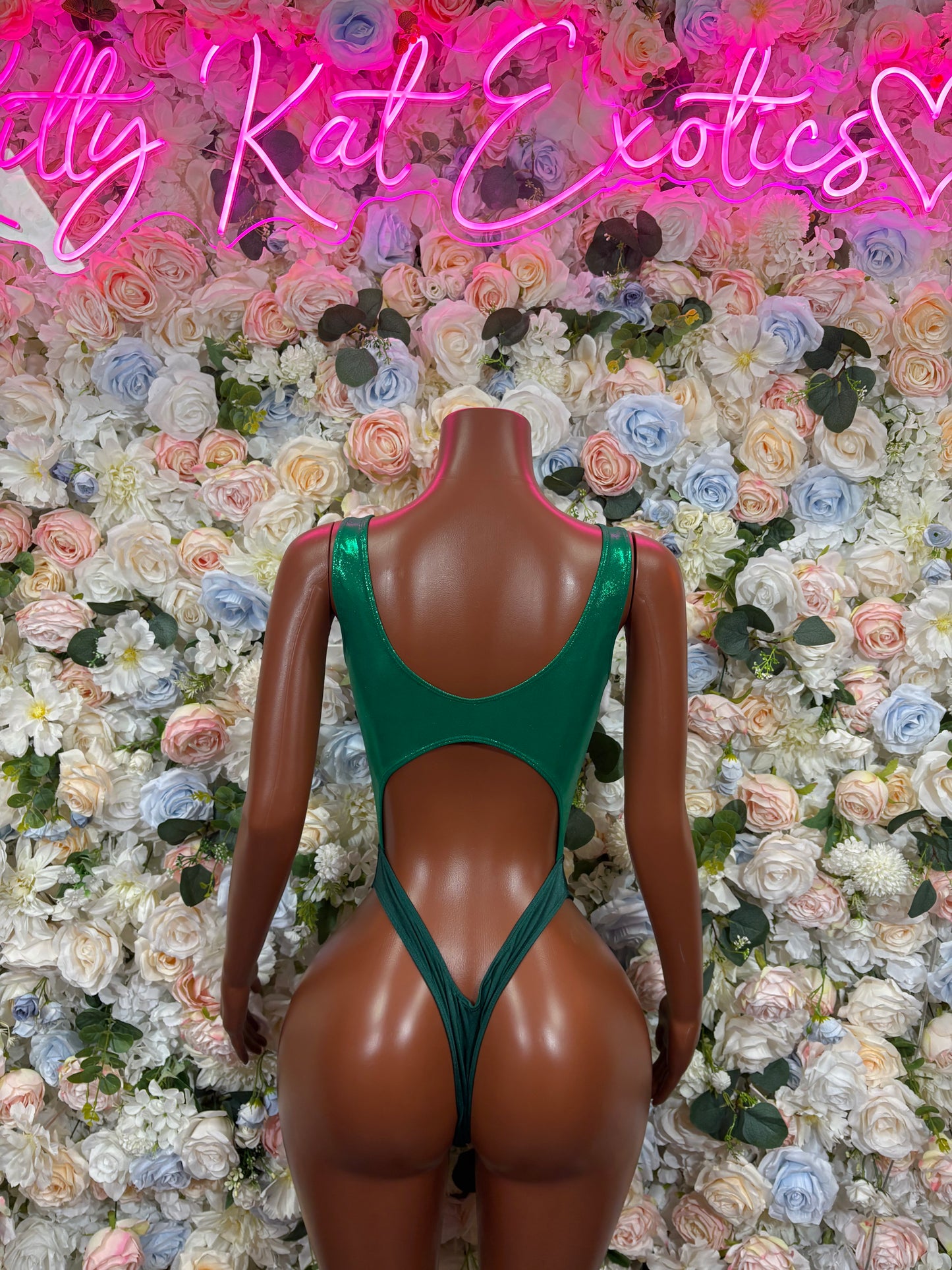 Green Metallic Bottlegirl Bodysuit, Festival Rave Outfit