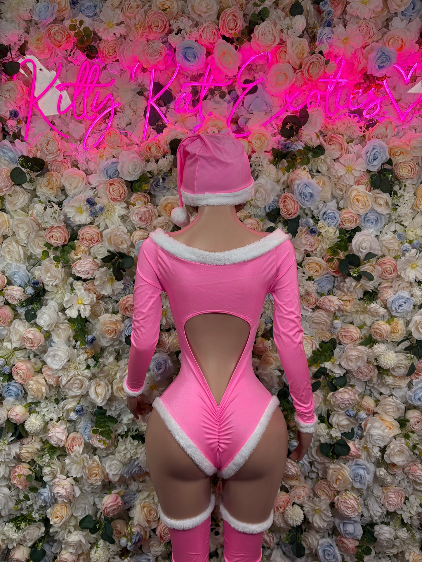 Christmas Pink Santa Holiday Outfit One Piece Set With Leggings and Hat  Santa Exotic Dancewear Costume Holiday Outfit