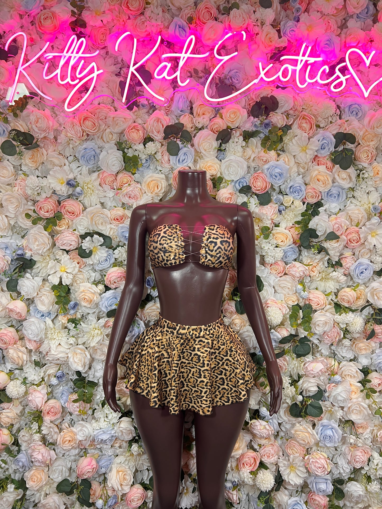 Cheetah Print Two Piece Skirt Rave Wear