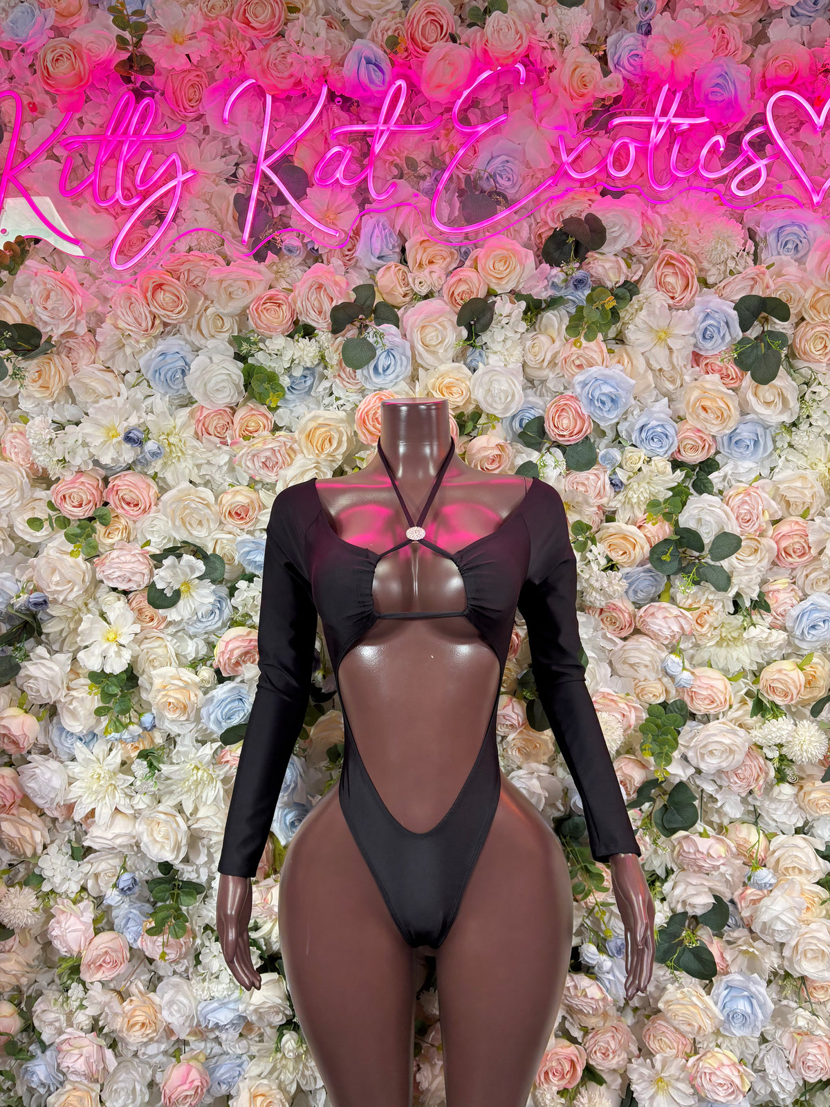 Black Long Sleeves Bodysuit Black - One Piece Exotic Dancewear Outfit,  Dancewear, Party Clubwear