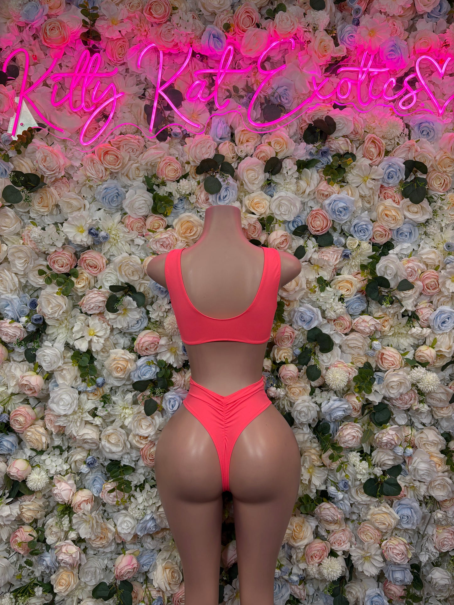 Coral Two Piece Rave Outfit Exotic Dancewear