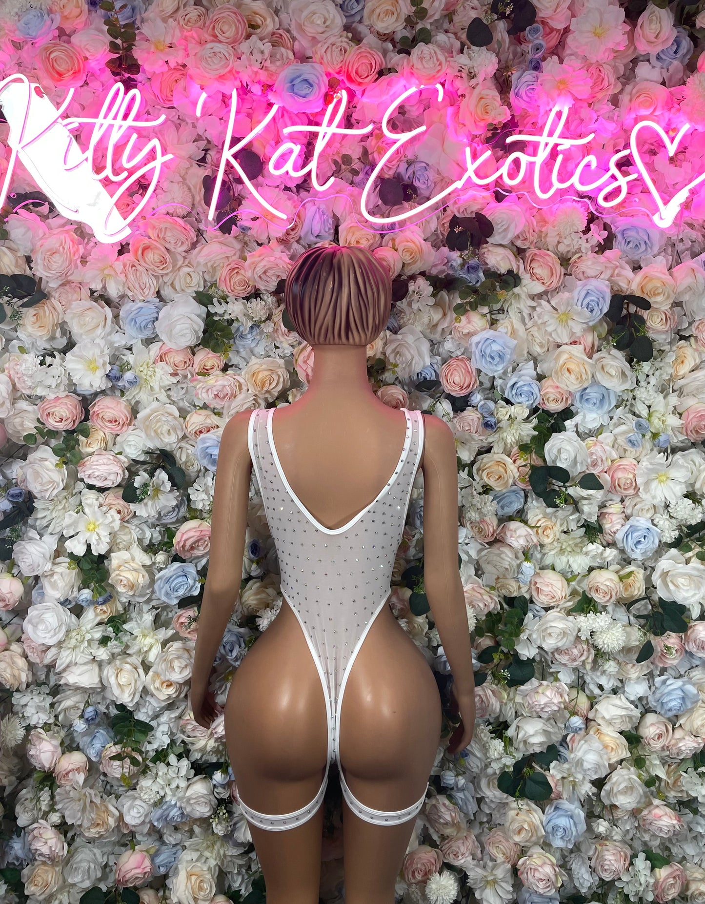 Rhinestone Bodysuit White  Exotic Dancewear
