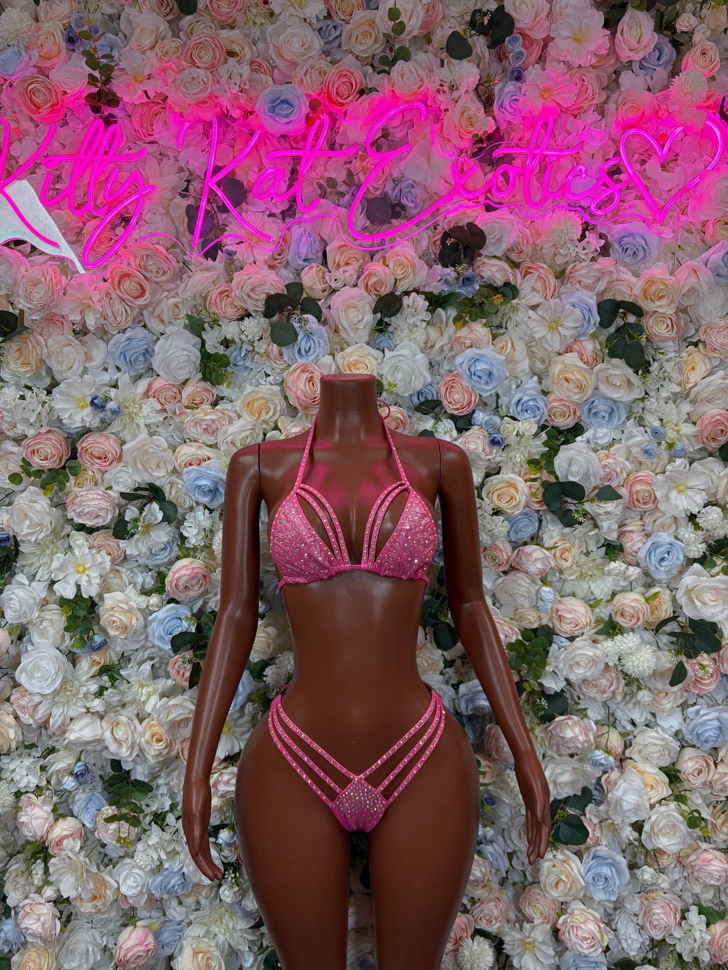 Pink Rhinestone Bikini Exotic Dancewear
