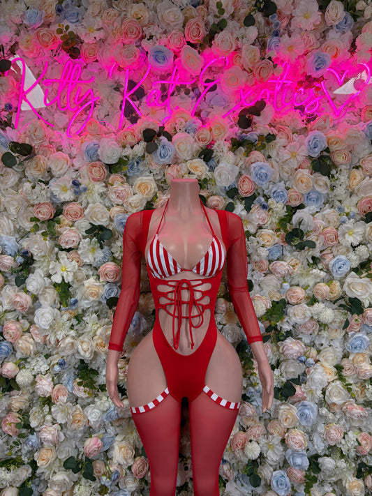 Bottlegirl Outfit Christmas Sexy Santa Bodysuit  Costume Santa Baby Outfit Bartender Dancewear