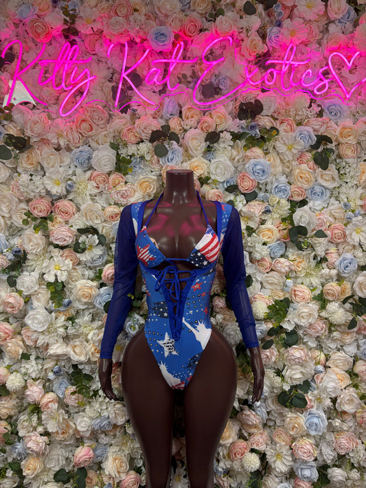 USA Bottlegirl Bodysuit, Patriotic Bartender Outfit, 4th of July Costume, American Flag Bodysuit, Festival Rave Outfit