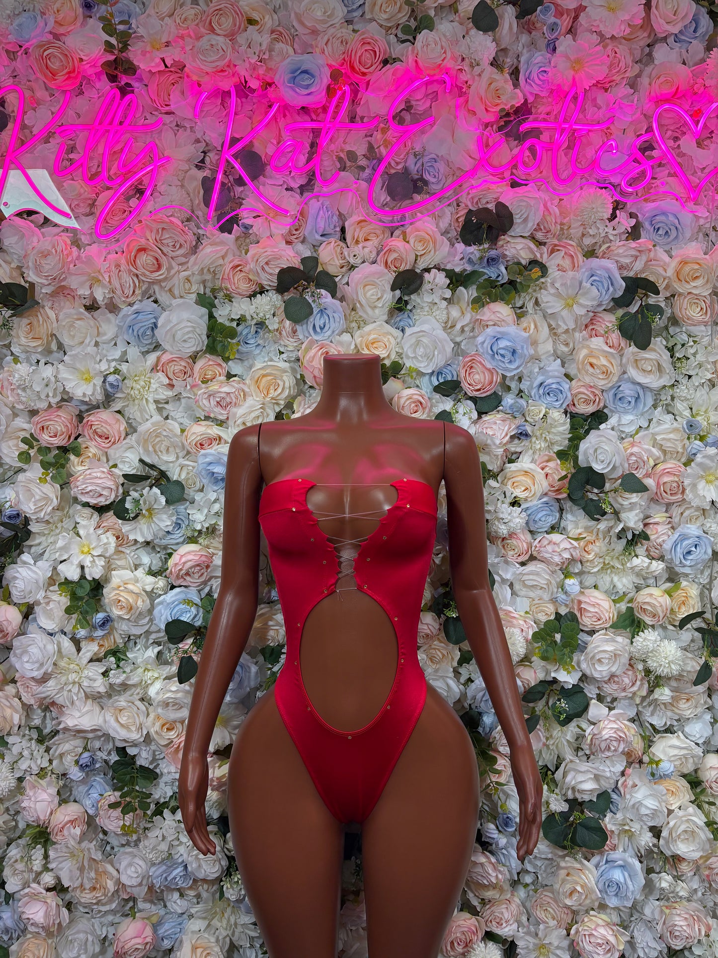 Red Bodysuit Rave Festival Outfit Women - Exotic Dancewear Stripper Clubwear Bottle Girl Ravewear