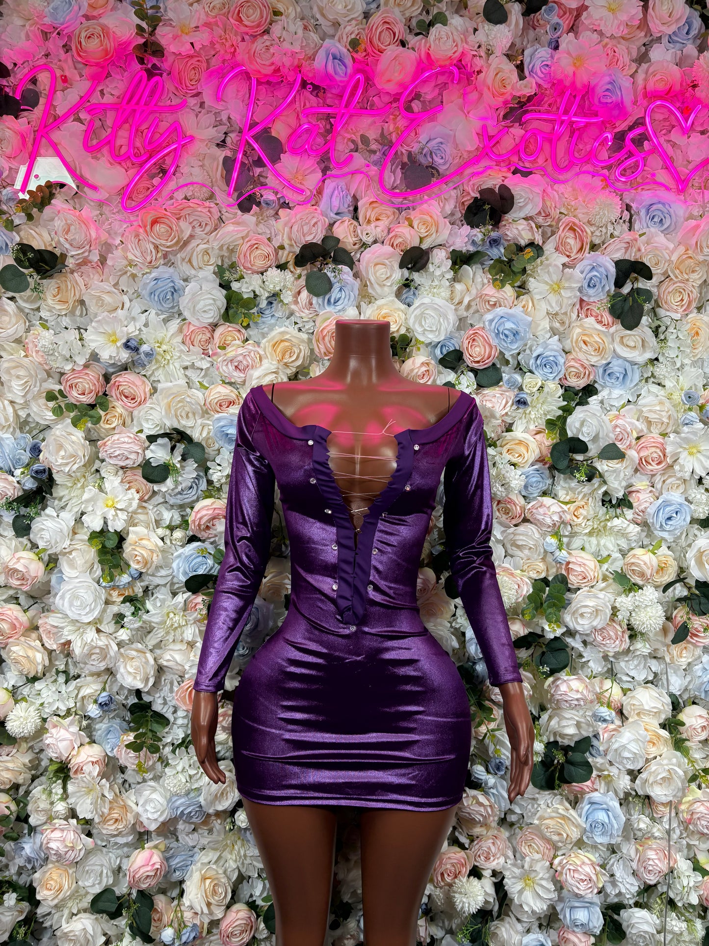 Purple Metallic Dress - Exotic Dancewear, Formal Evening Dress, Date Night Outfit