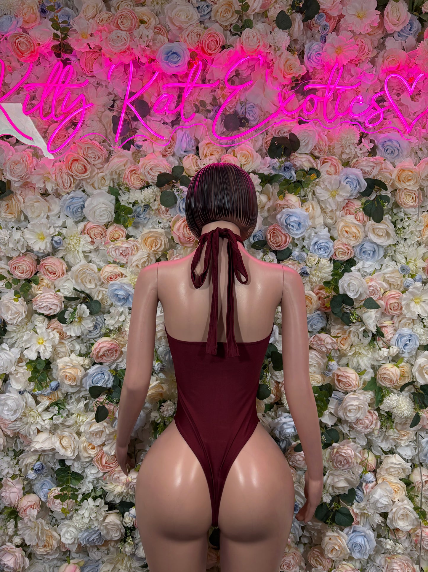 Bottlgeirl Burgundy Bodysuit Women’s Rave Festival Outfit - Exotic Dancewear