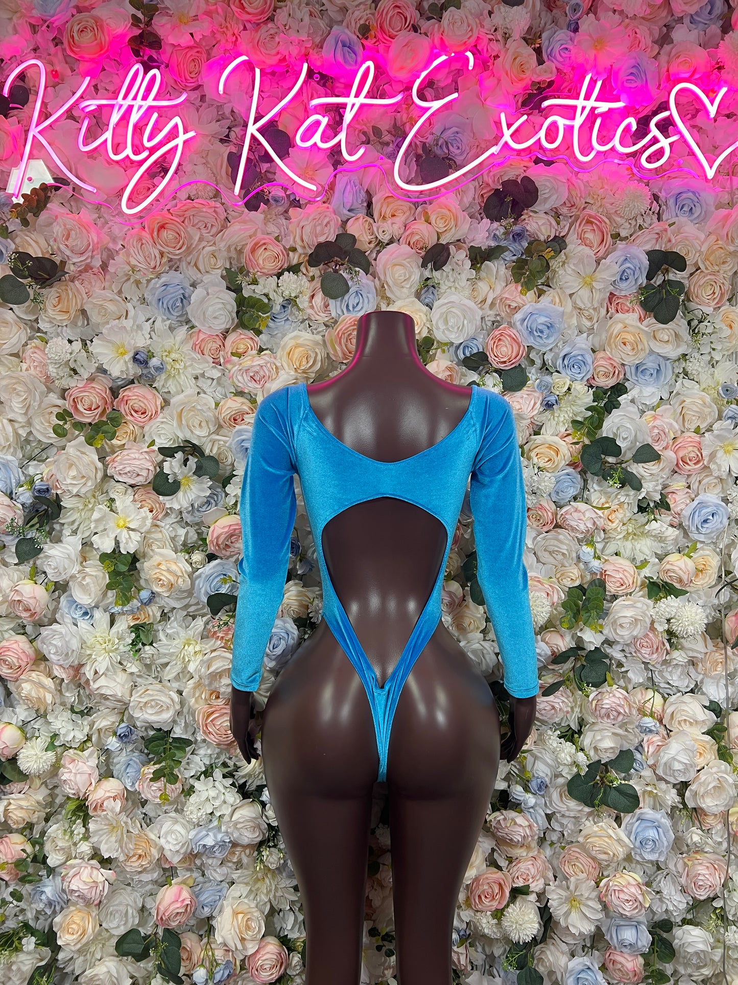 Blue Rhinestone Cutout Bodysuit Strappy High Cut Thong Rave Festival Exotic Dancewear