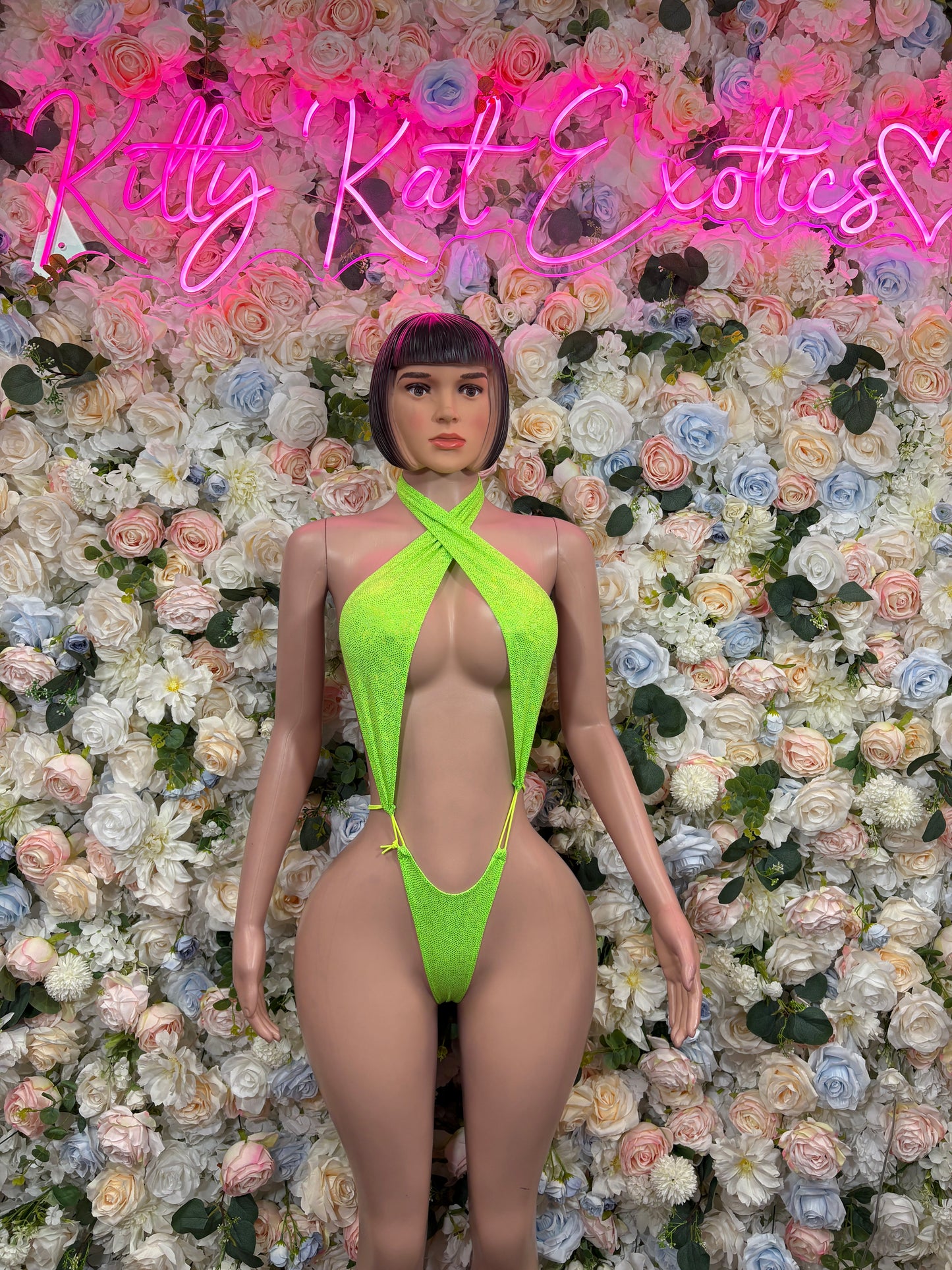 Exotic Dancewear One-Piece Bodysuit - Neon Green Raves, & Festival Clothing