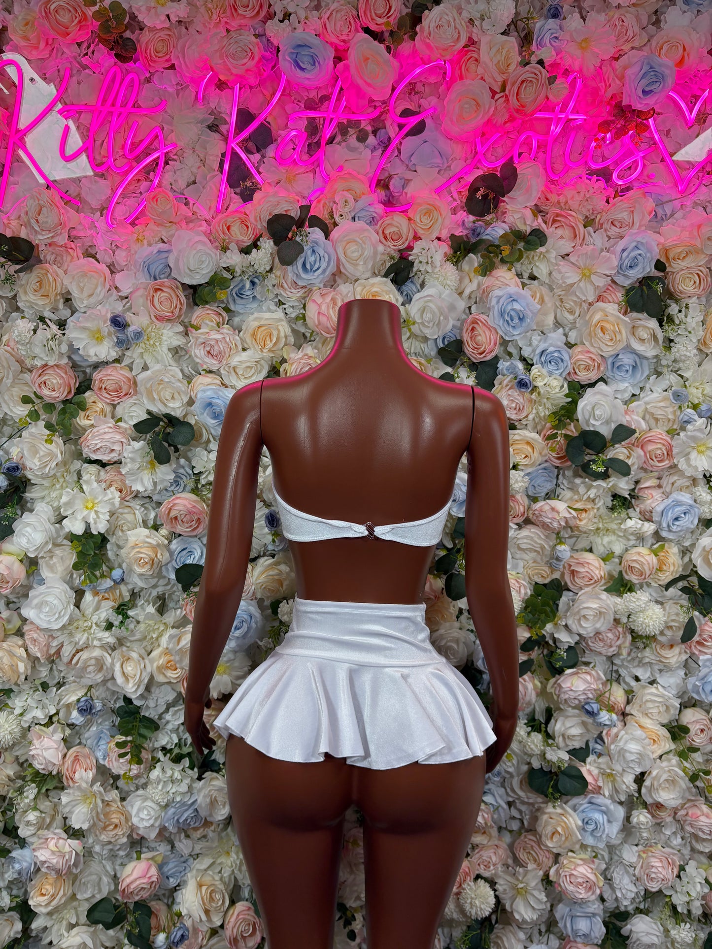 Rave Oufits Two Piece White Skirtset -  Exotic Dancewear  Festival Skirt Set Events Clubwear