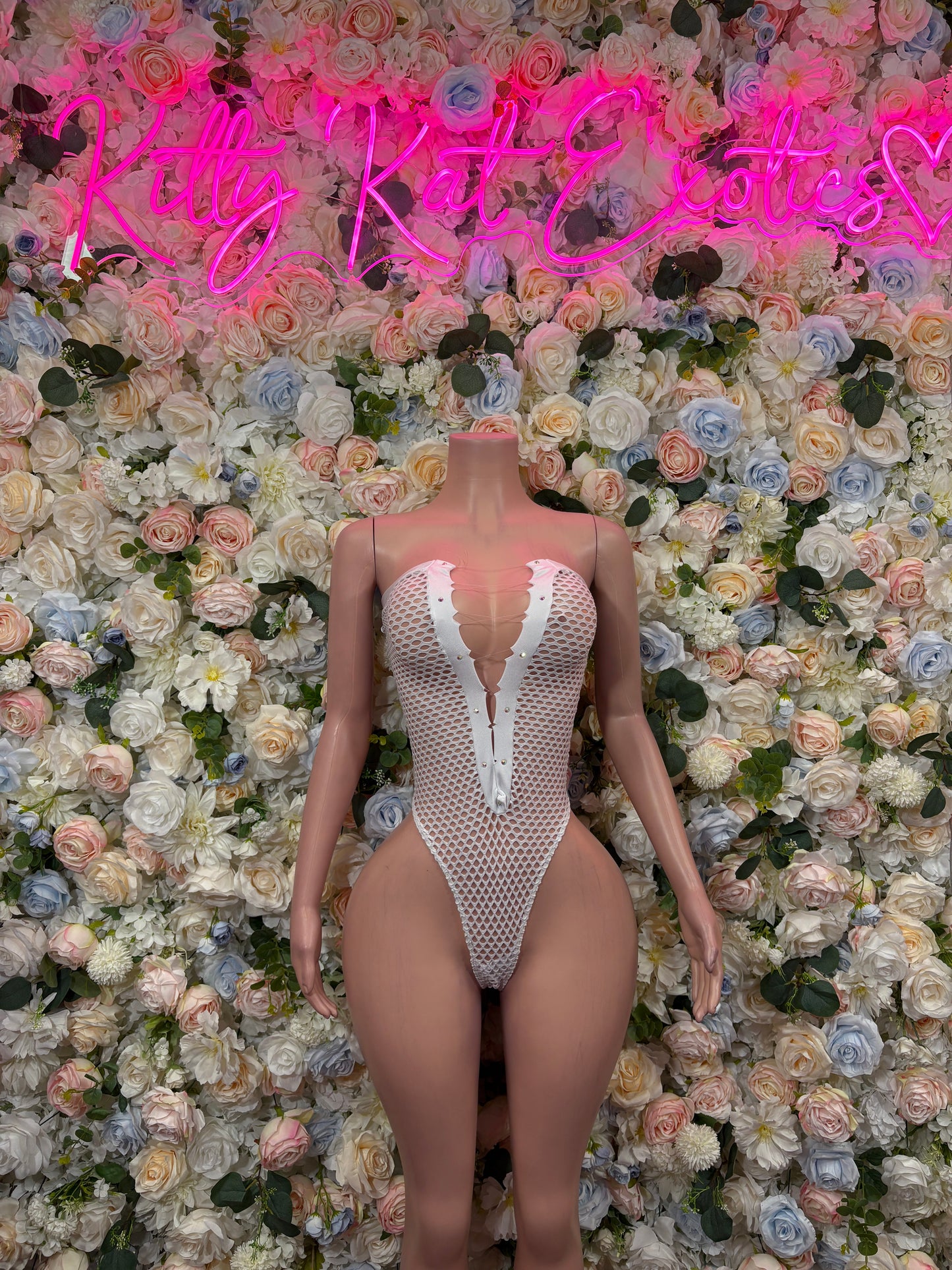 White Bodysuit Festival - Rave Outfit, Exotic Dancewear, Summer Performer Costume