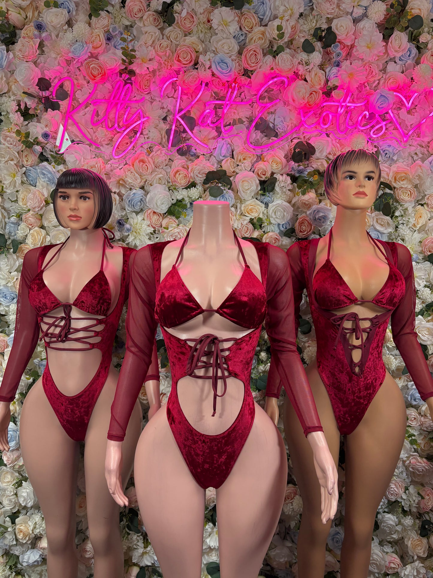 Bartender Bottlegirl Bodysuit Red Velvet  - Bartender Luxury Design | Exotic Dancewear Festival Outfit Rave