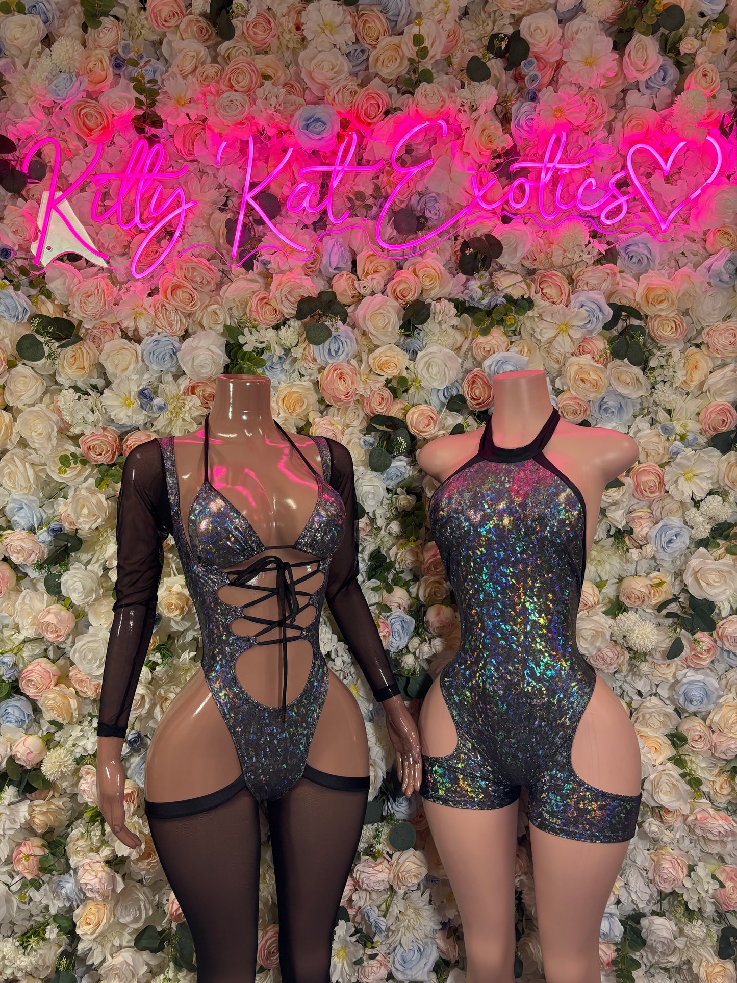 Bottle Girl Crushed Black Metallic Bodysuit, One Piece Bartender Outfit, Festival Rave Clubwear