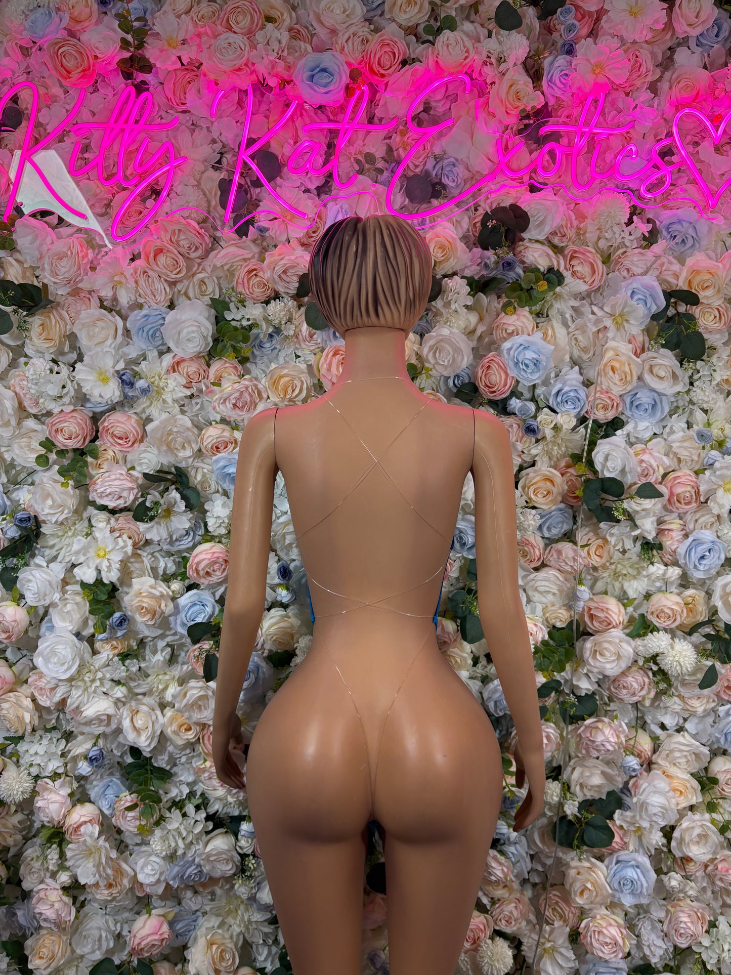 Exotic Dancewear Blue Rhinestone One Piece set – Rave outfit, rave wear costume, pole dance lingerie, festival bikini