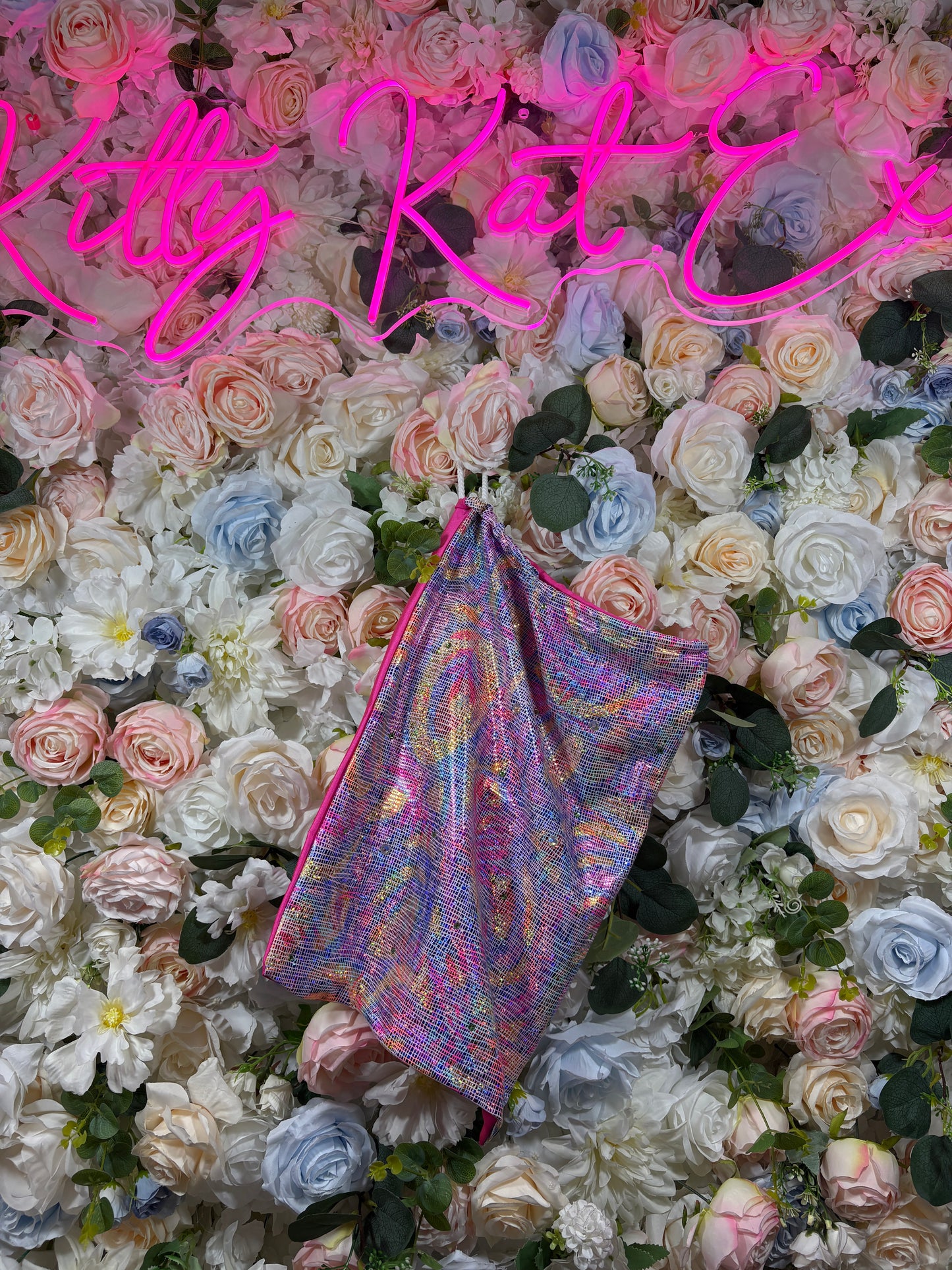 Pink Multicolor Metallic Money Bag