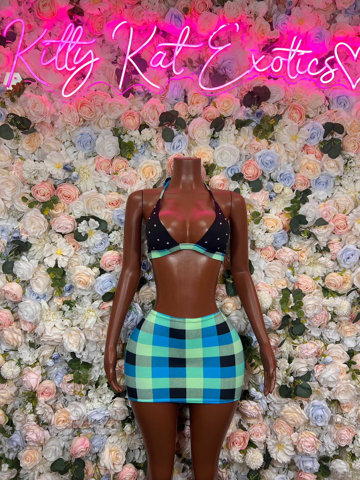 Turquoise Two Piece Skirt Rave Wear