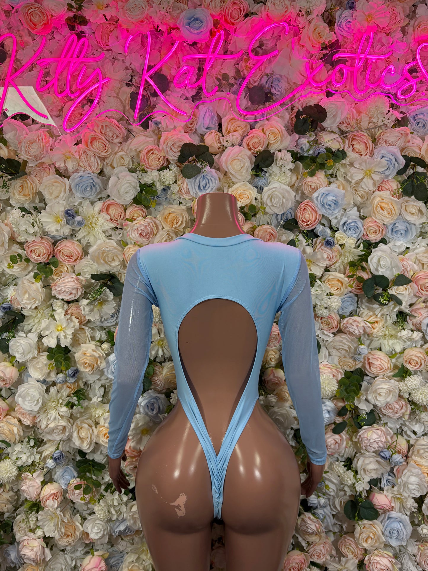 Bottlegirl One-Piece Bodysuit Baby Blue  - Custom Design | Exotic Dancewear for Performers, Raves, & Nights Out