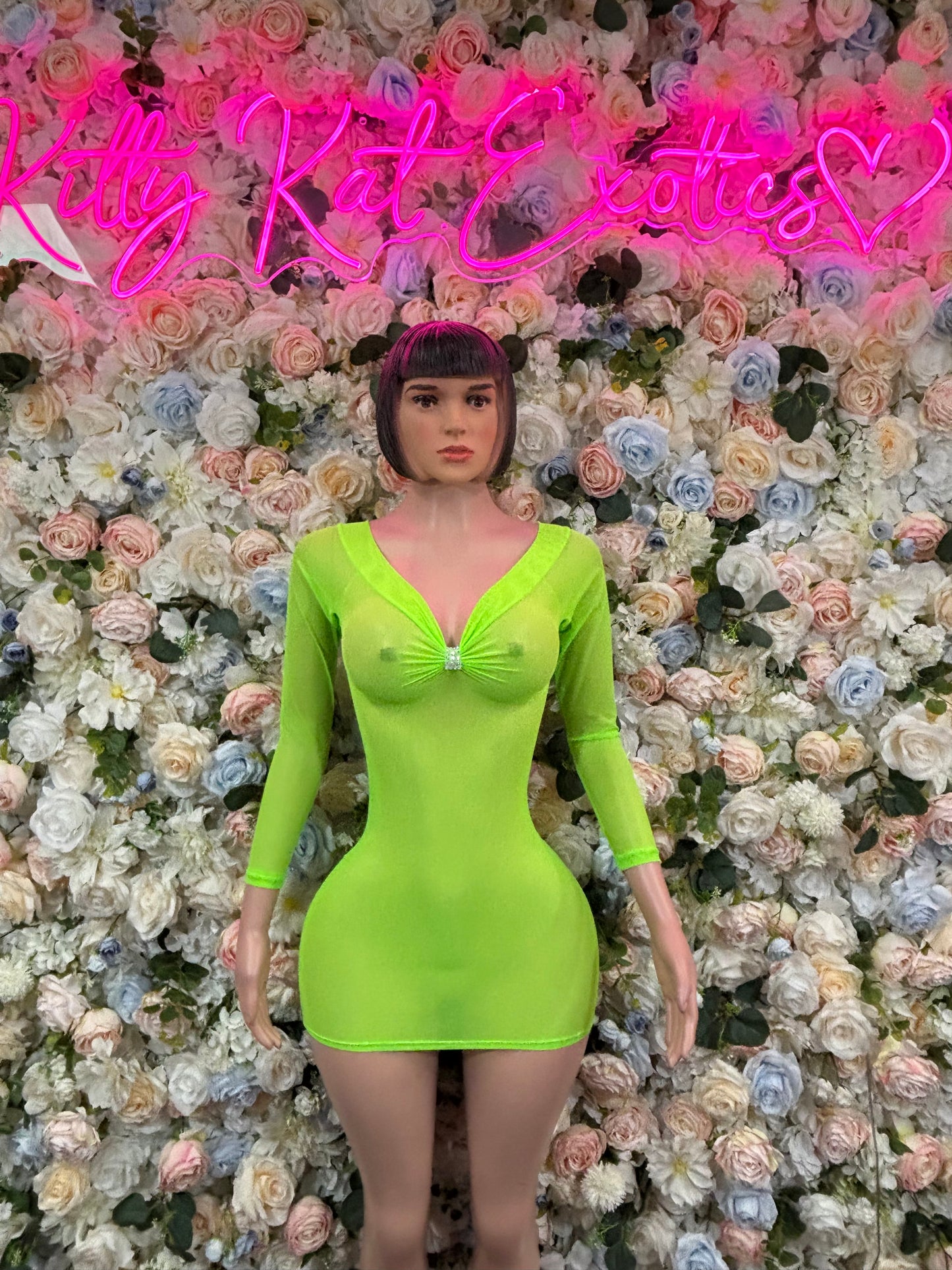 Neon Green Dress - Sexy Formal Evening Dress, Exotic Dancewear, Date Night Outfit, Rave Festival Clubwear