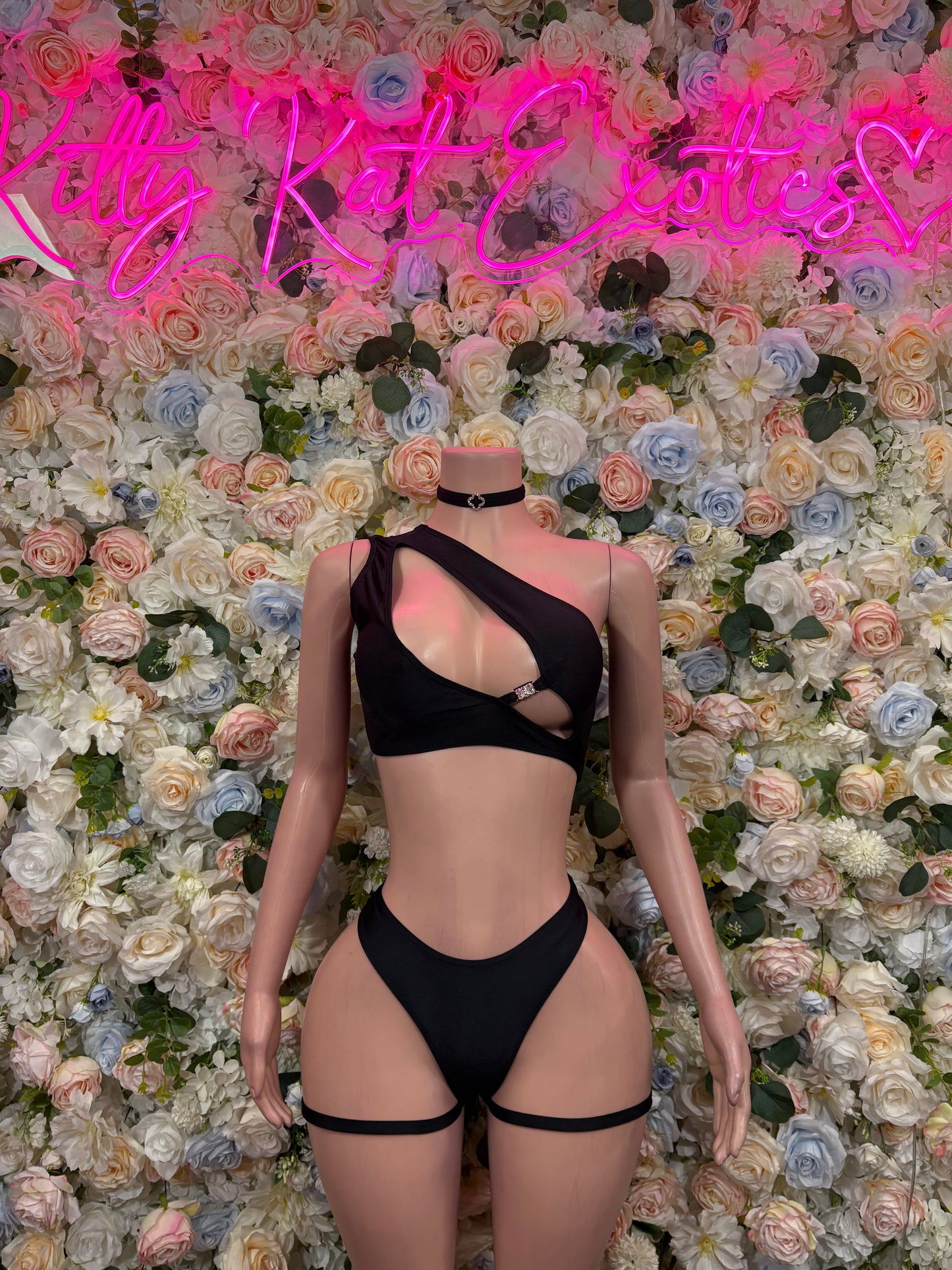 Women’s Bikini Black Festival Outfit Two Piece Set Rave Outfit Clubwear