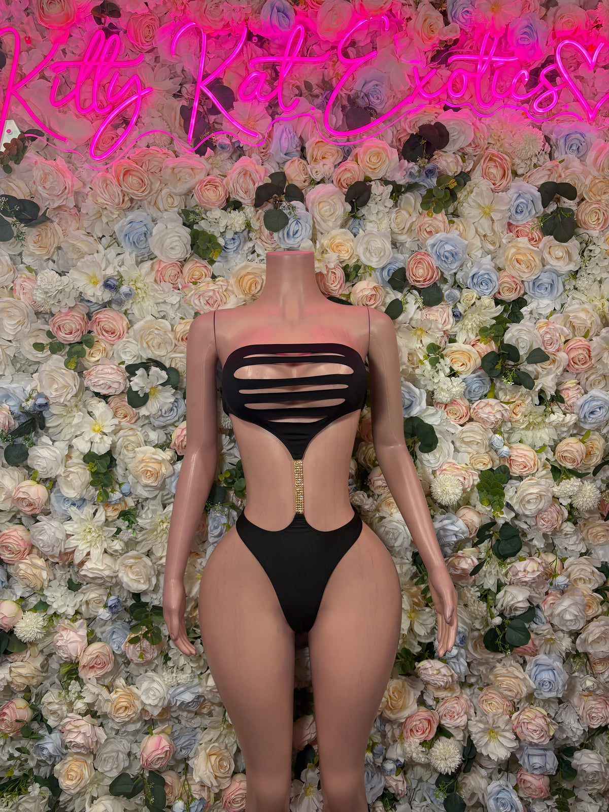 Black Bottlegirl Bodysuit Bartender One Piece Outfit Clubwear VIP Bottle Service Uniform Sexy Romper