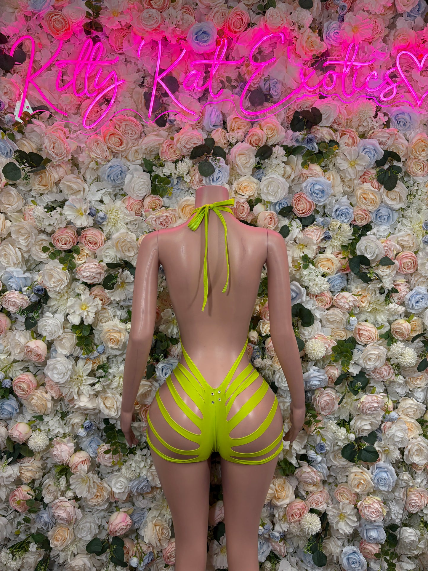Exotic Dancewear One-Piece Bodysuit - Neon Green Raves, & Festival Clothing