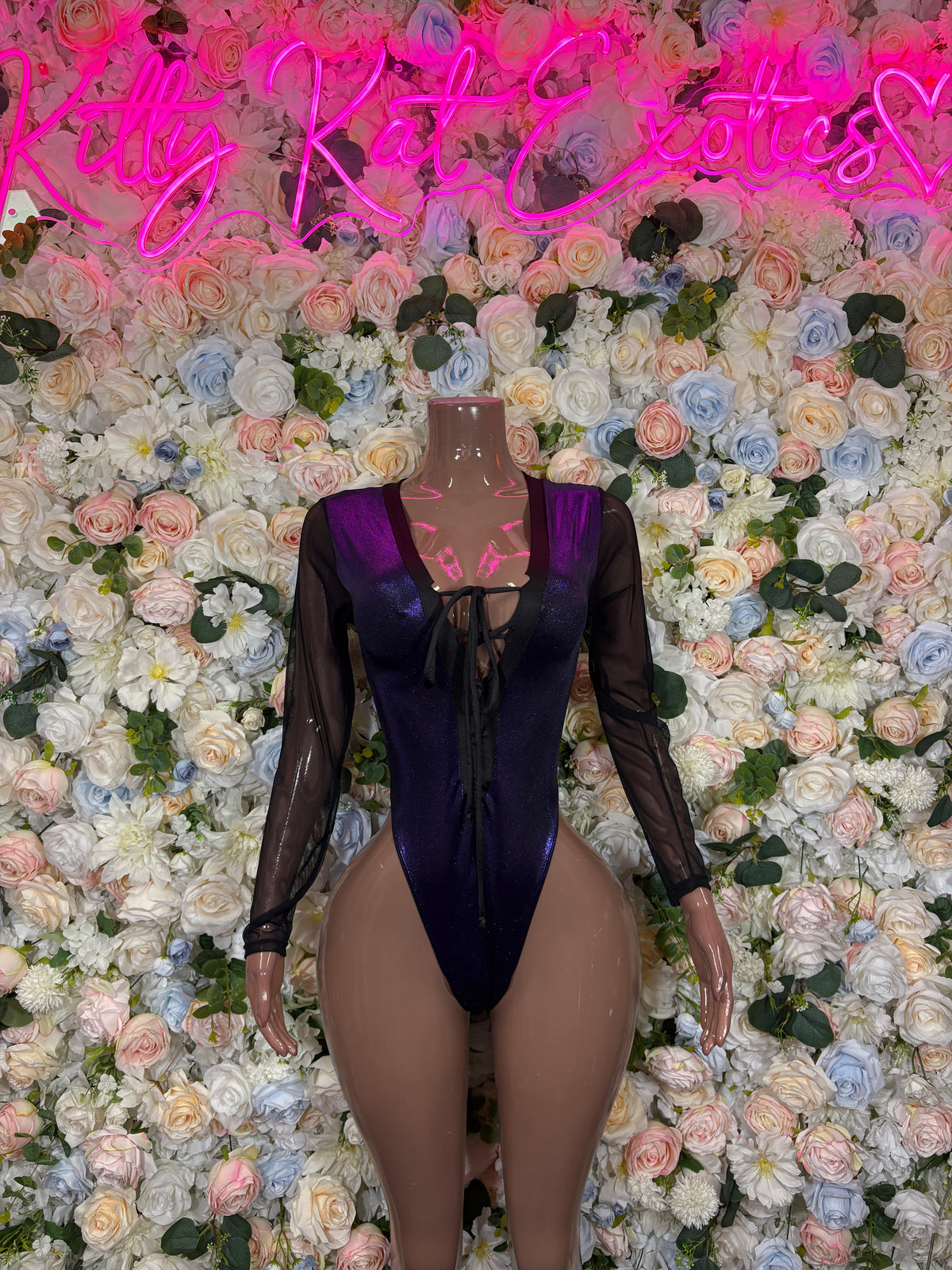 Bottlegirl Purple Metallic One-Piece Bodysuit Rave Outfit Exotic Dancewear Festival