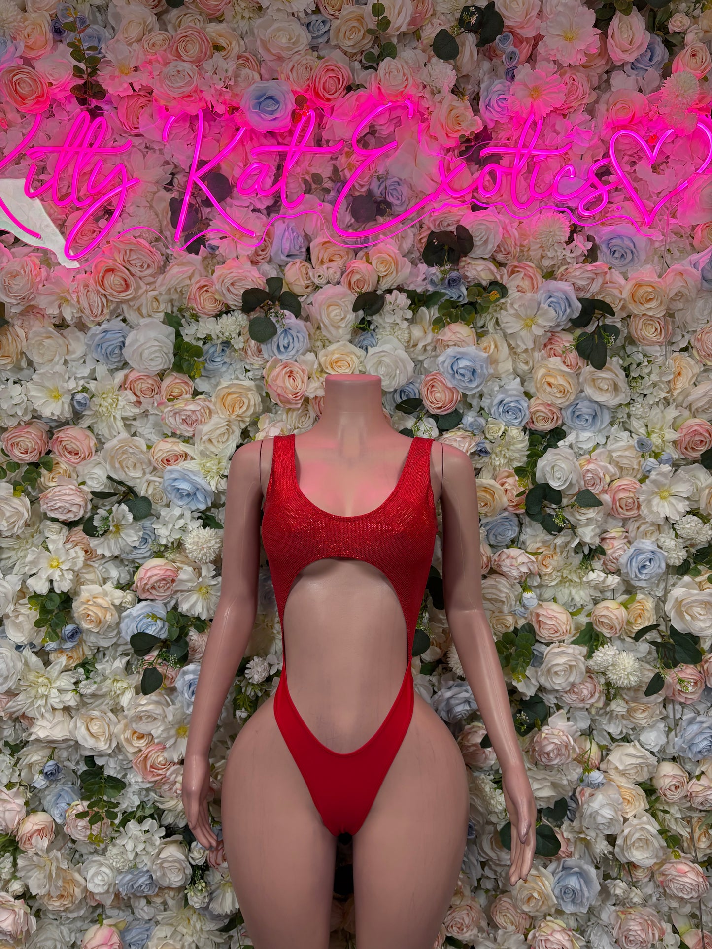 Red Bodysuit Rave Festival Outfit Women - Exotic Dancewear Stripper Clubwear Bottle Girl Ravewear
