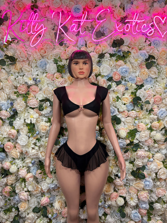 Women’s Festival Outfit Black Two Piece Set Rave Outfit Clubwear