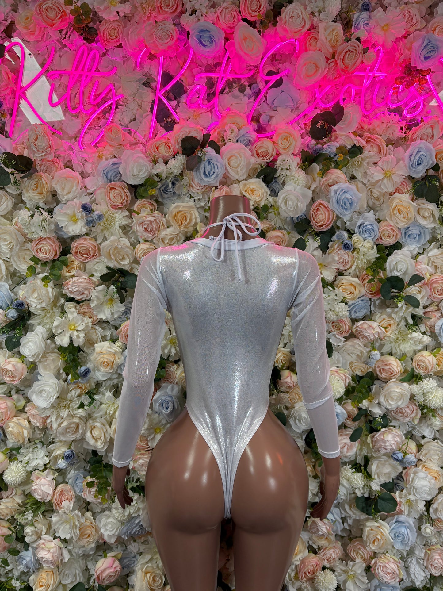 Bottlegirl Bodysuit One-Piece Bodysuit Silver Metallic – Exotic Dancewear Festival wear Rave Outfit