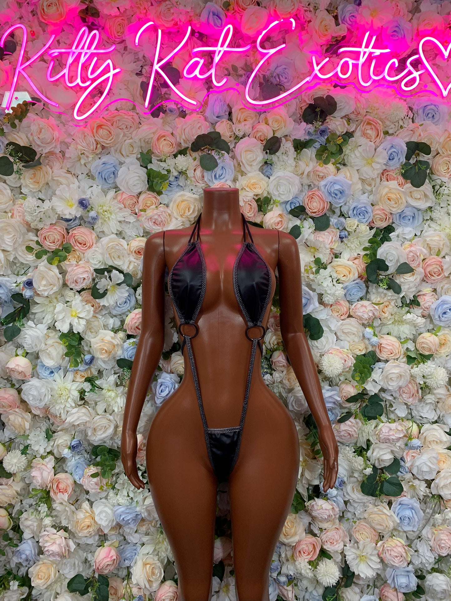 Black Latex One Piece Bodysuit – Rave Festival Bottlegirl Clubwear Exotic Dance Outfit