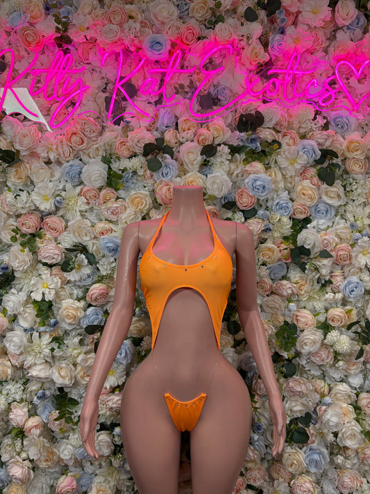 Women’s Bodysuit Orange One-Piece Bodysuit – Summer Festivals & Rave Wear Dancewear
