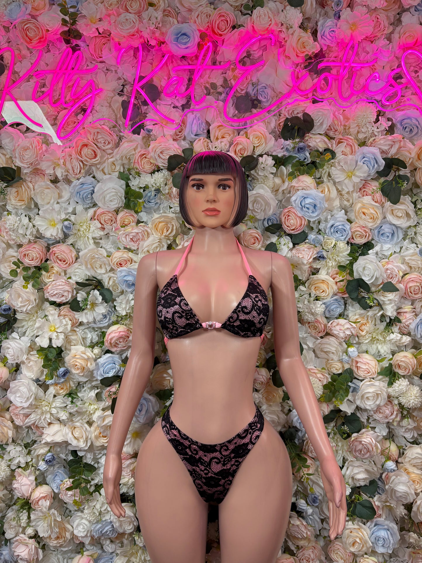 Rave Outfit Bikini Two  Piece Pink Lace