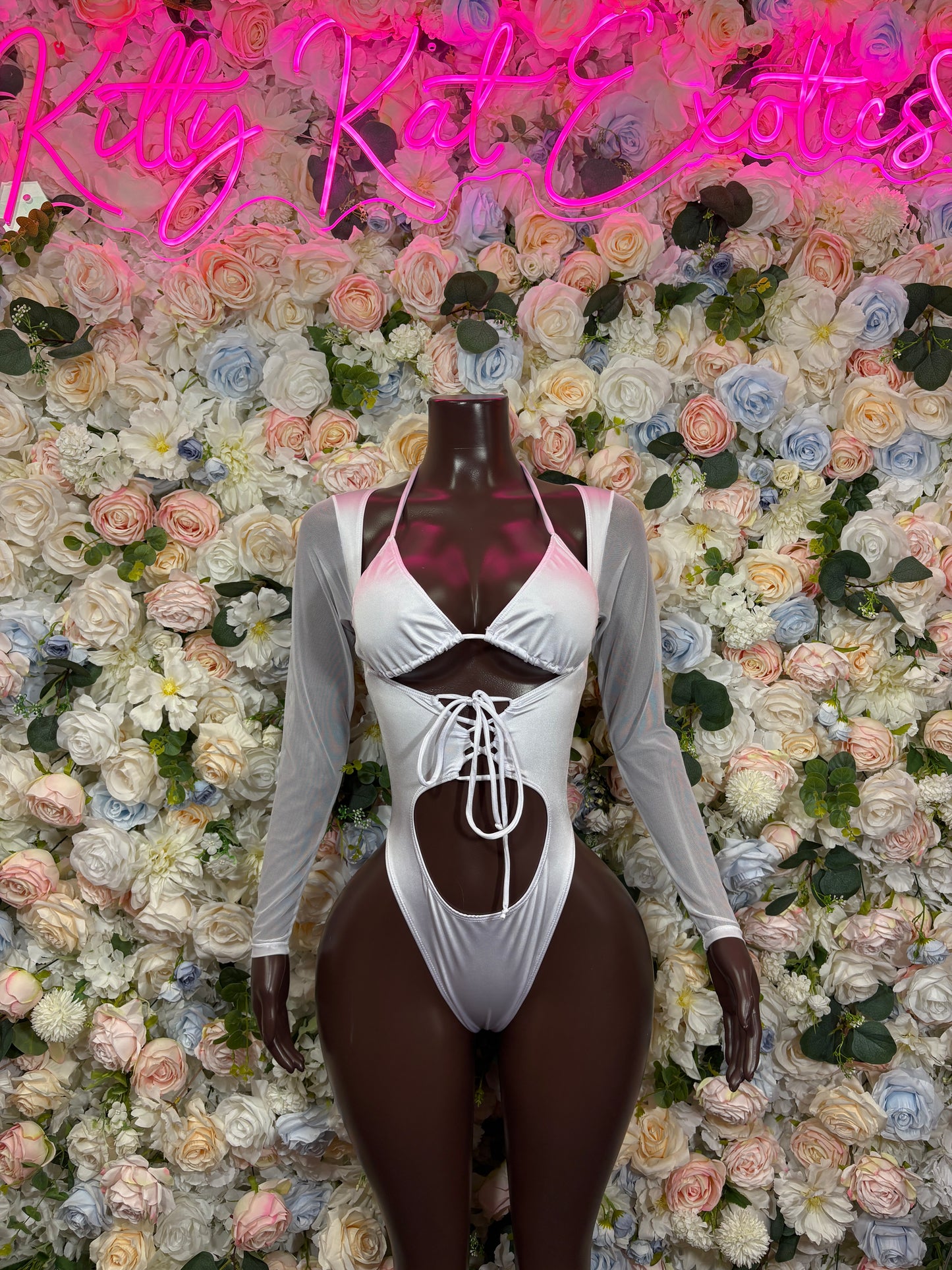 Bottlegirl White One Piece Bodysuit Exotic Dancewear Rave Festival Outfit