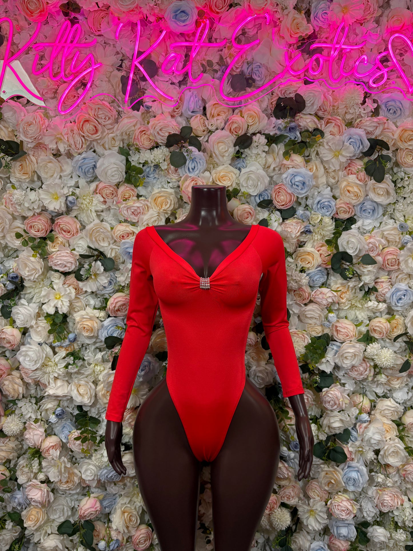 Red Bodysuit Rave Festival Outfit Women - Exotic Dancewear Stripper Clubwear Bottle Girl Ravewear