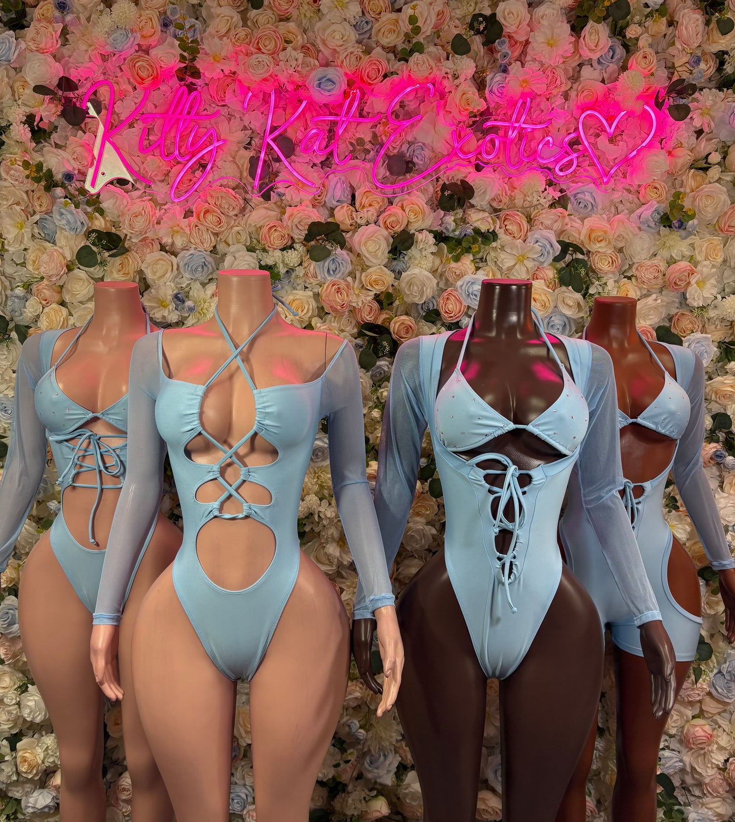 Bottlegirl One-Piece Bodysuit Baby Blue  - Custom Design | Exotic Dancewear for Performers, Raves, & Nights Out