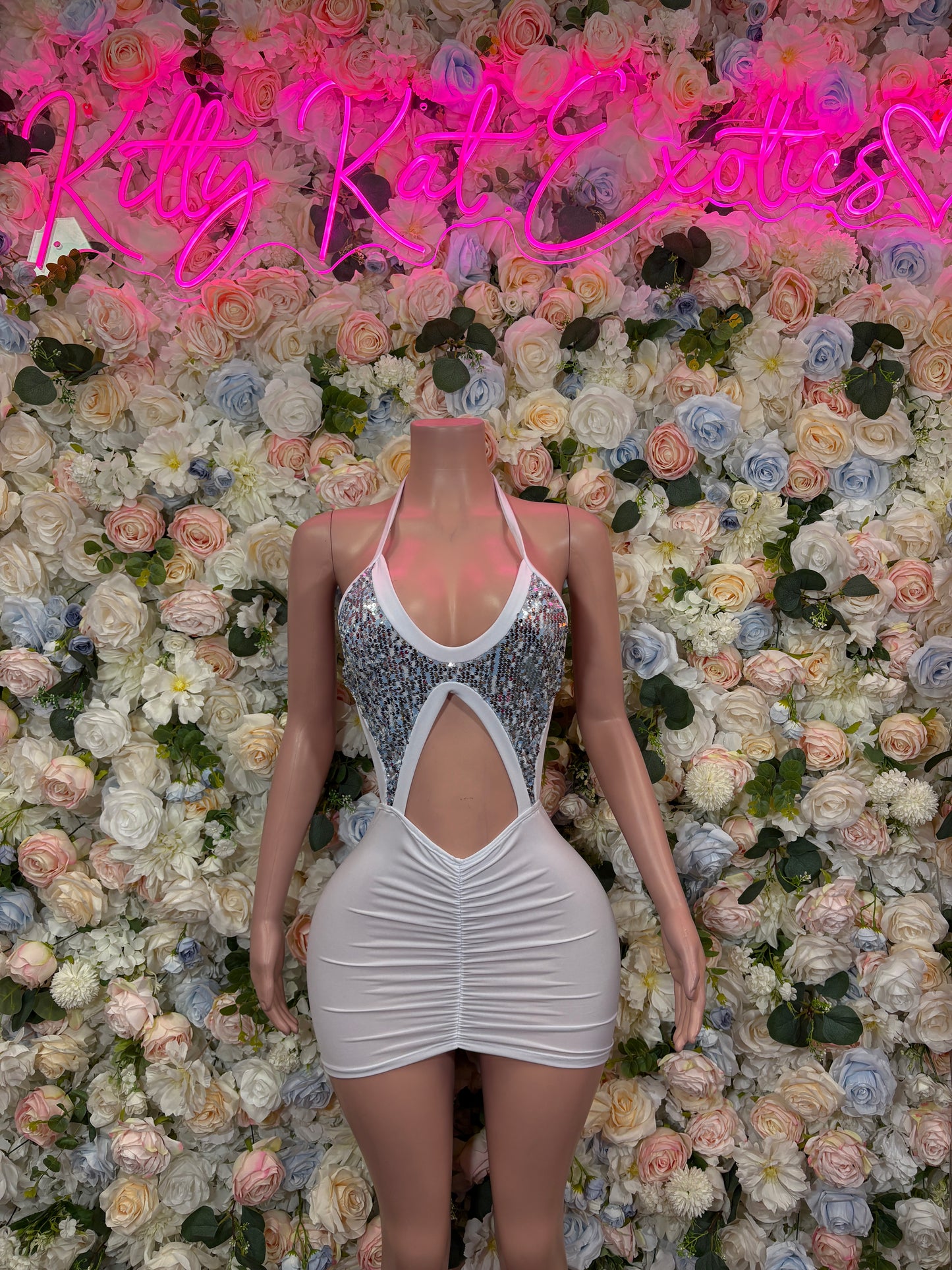 White Dress One-Piece Rave Oufit– Exotic Dance & Rave wear Clothing
