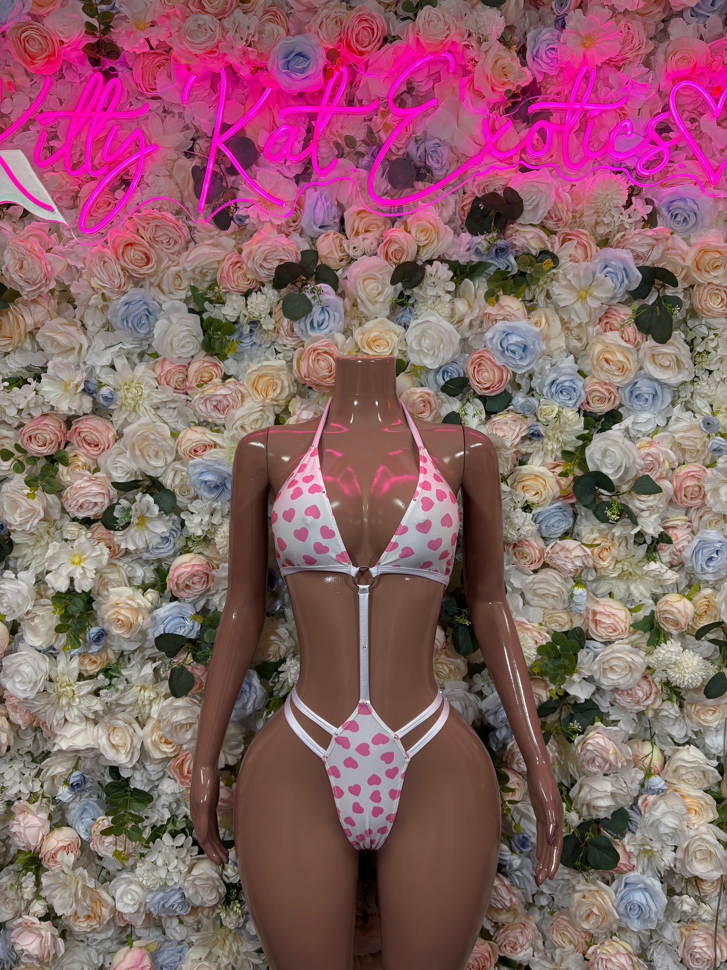 Exotic Festival Rave Bikini Pink Hearts Set - Sexy Dancewear Bikini