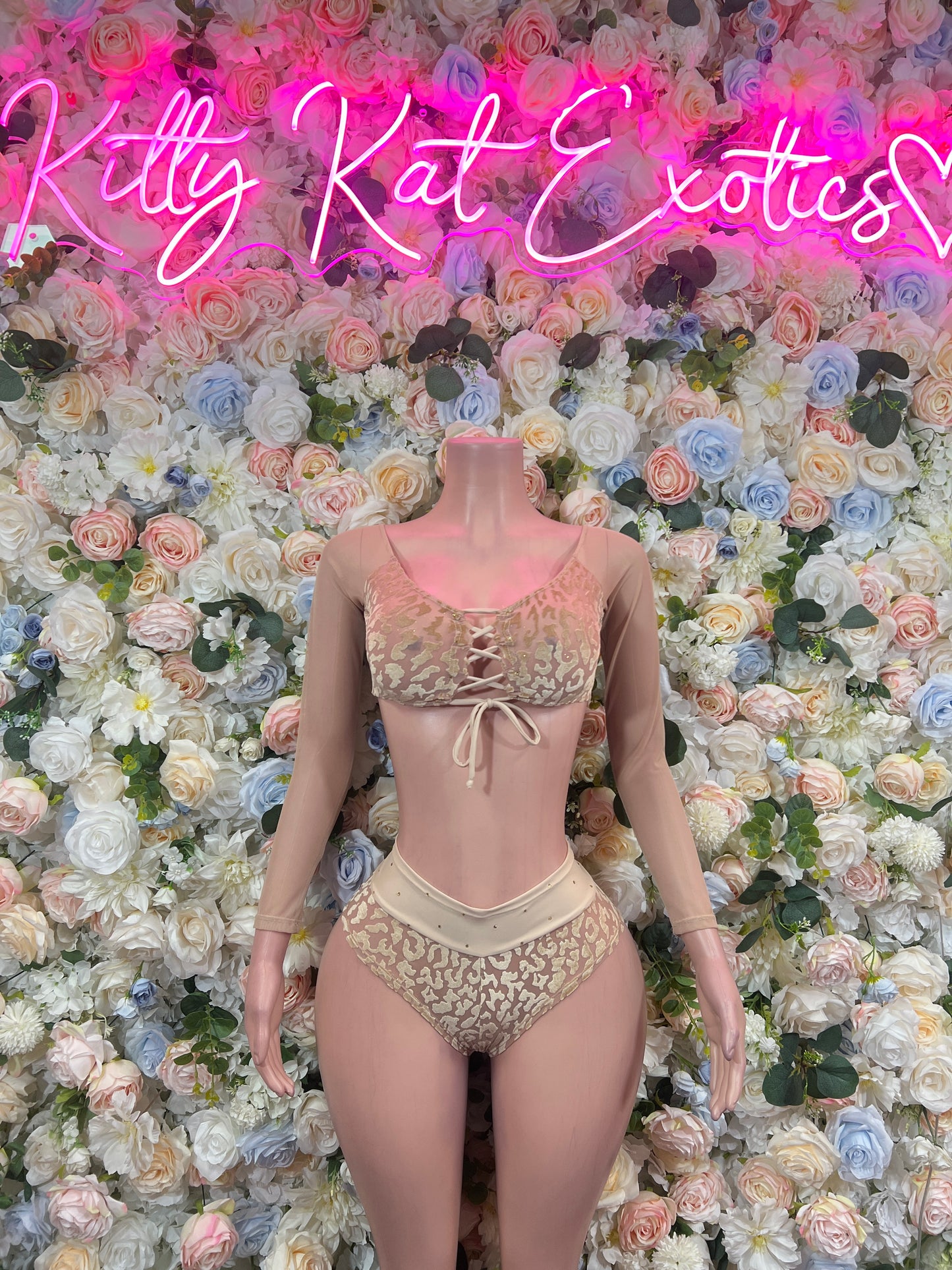 Exotic Dancewear Two Piece Nude Costume For Performer Rave Festival Wear