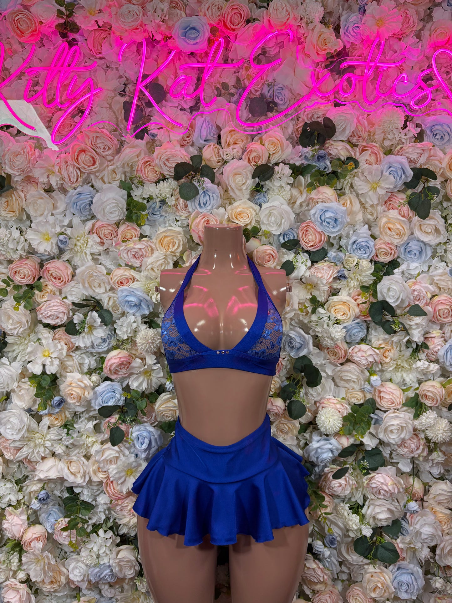 Blue Lace Skirt Two-Piece Exotic Dancewear