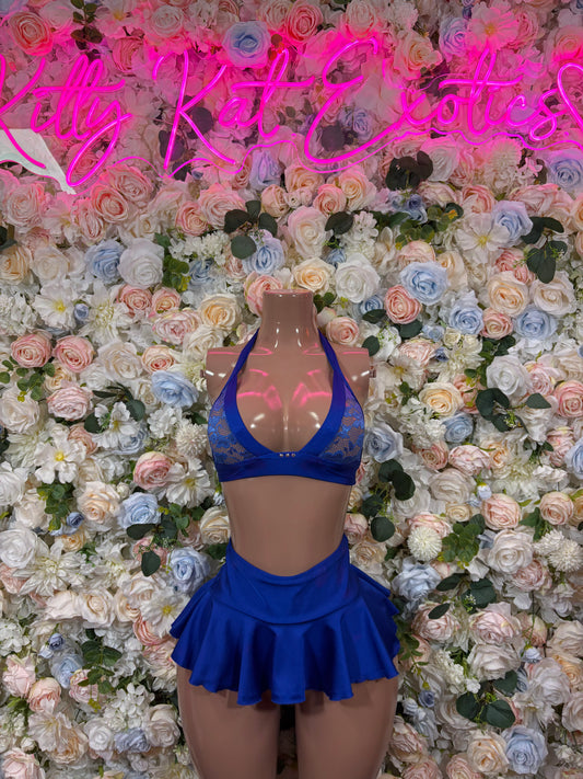 Blue Lace Skirt Two-Piece Exotic Dancewear