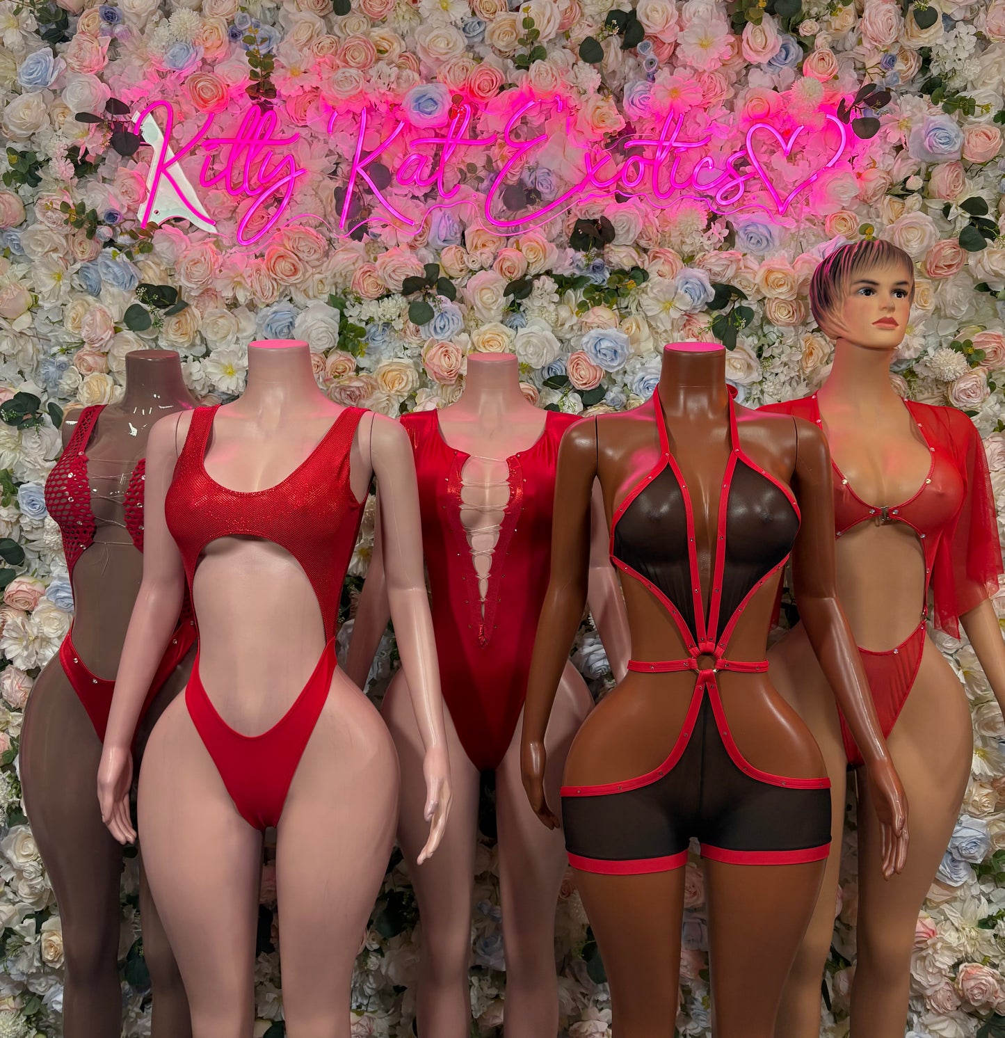 Red Bodysuit Rave Festival Outfit Women - Exotic Dancewear Stripper Clubwear Bottle Girl Ravewear