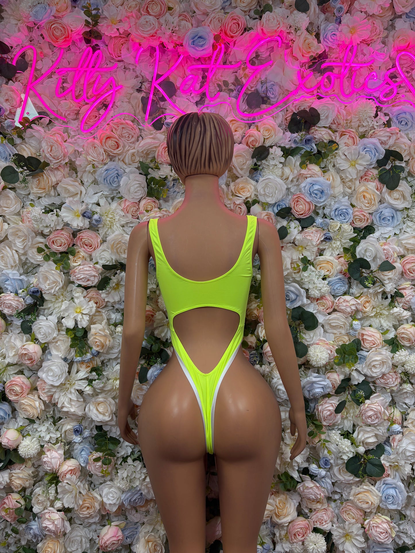 Exotic Dancewear One-Piece Bodysuit - Neon Green Raves, & Festival Clothing