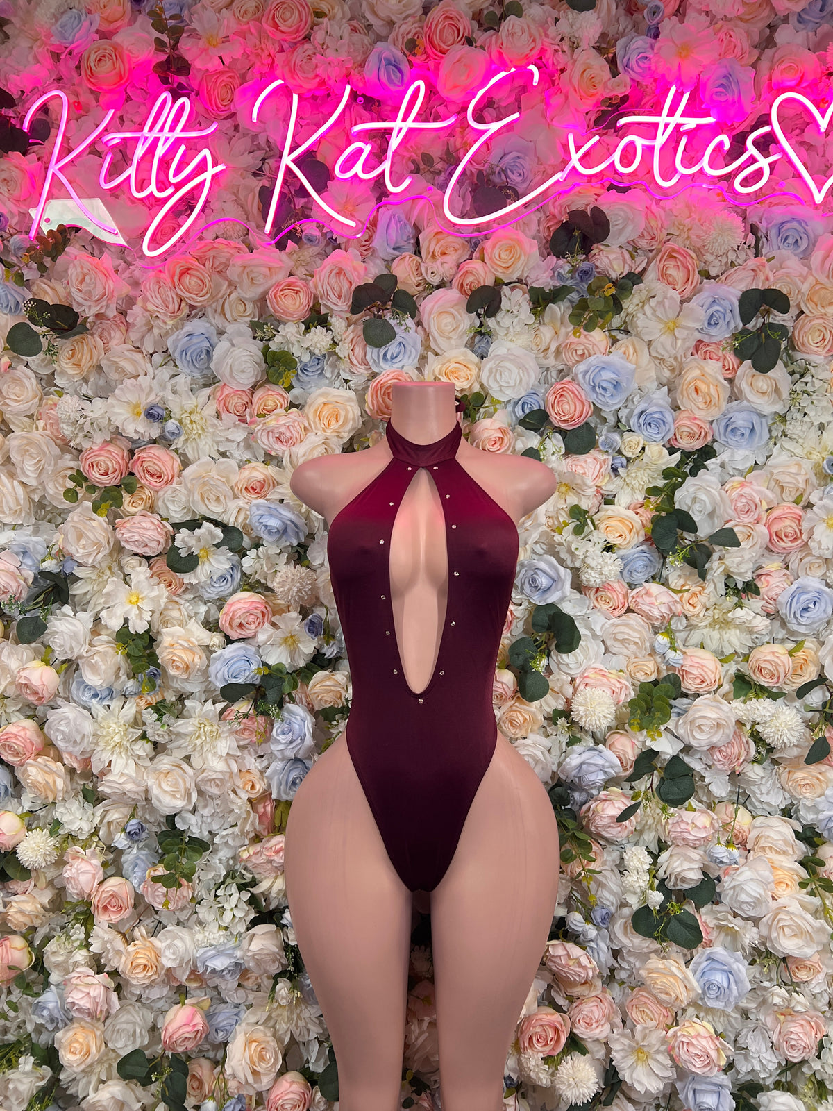 Burgundy Bartender Outfit: One-Piece Bottlegirl Set